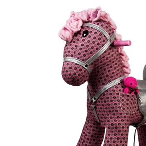 راکر اسب کودک چوبی گلی صورتی - مشکی -اسباب بازی